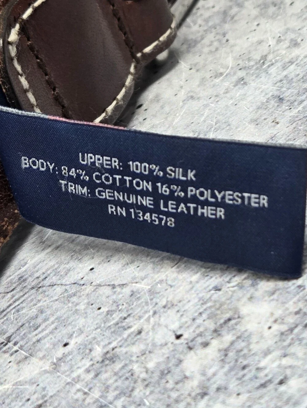 Vineyard Vines Quirky Taco Print Belt Brown Leather Coral Silk Fabric Size 36